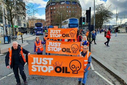 Just Stop Oil protesters in Bristol city centre. Credit Just Stop Oil